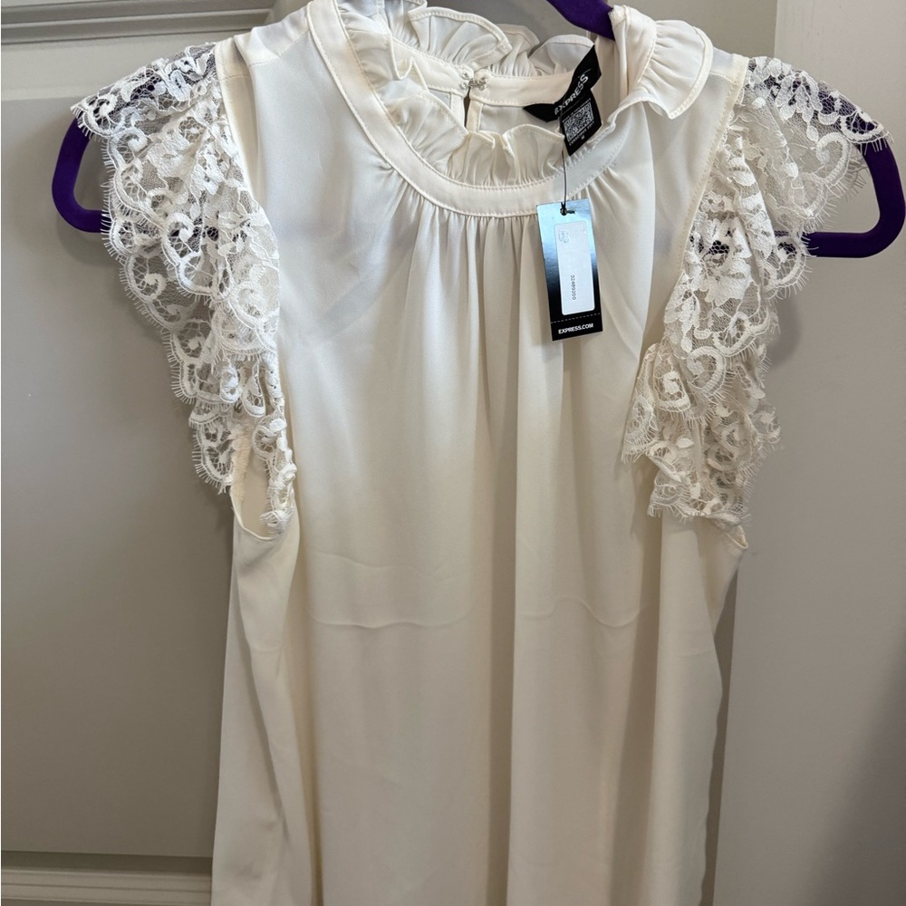 Elegant Cream Lace Sleeve Top